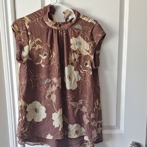 DR2 Brown Floral Women's Blouse
